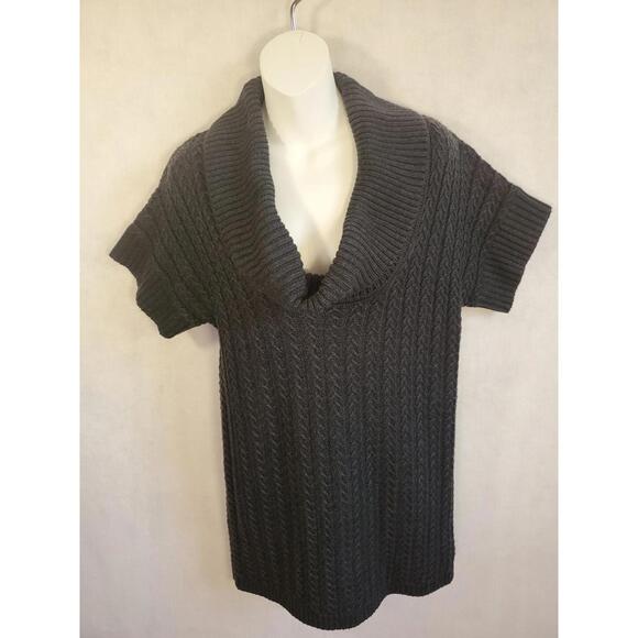 Calvin Klein Short Sleeve Cowl Neck Dark Gray Sweater Dress Women’s Size XS - Picture 1 of 9